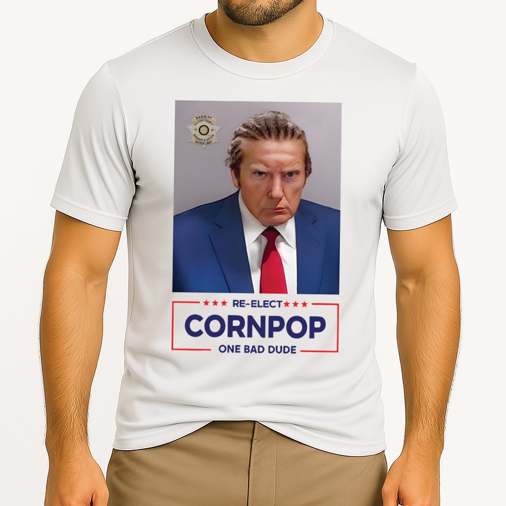 Trump Mugshot ReElect Cornpop One Bad Dude Cooling Performance Crew T-Shirt