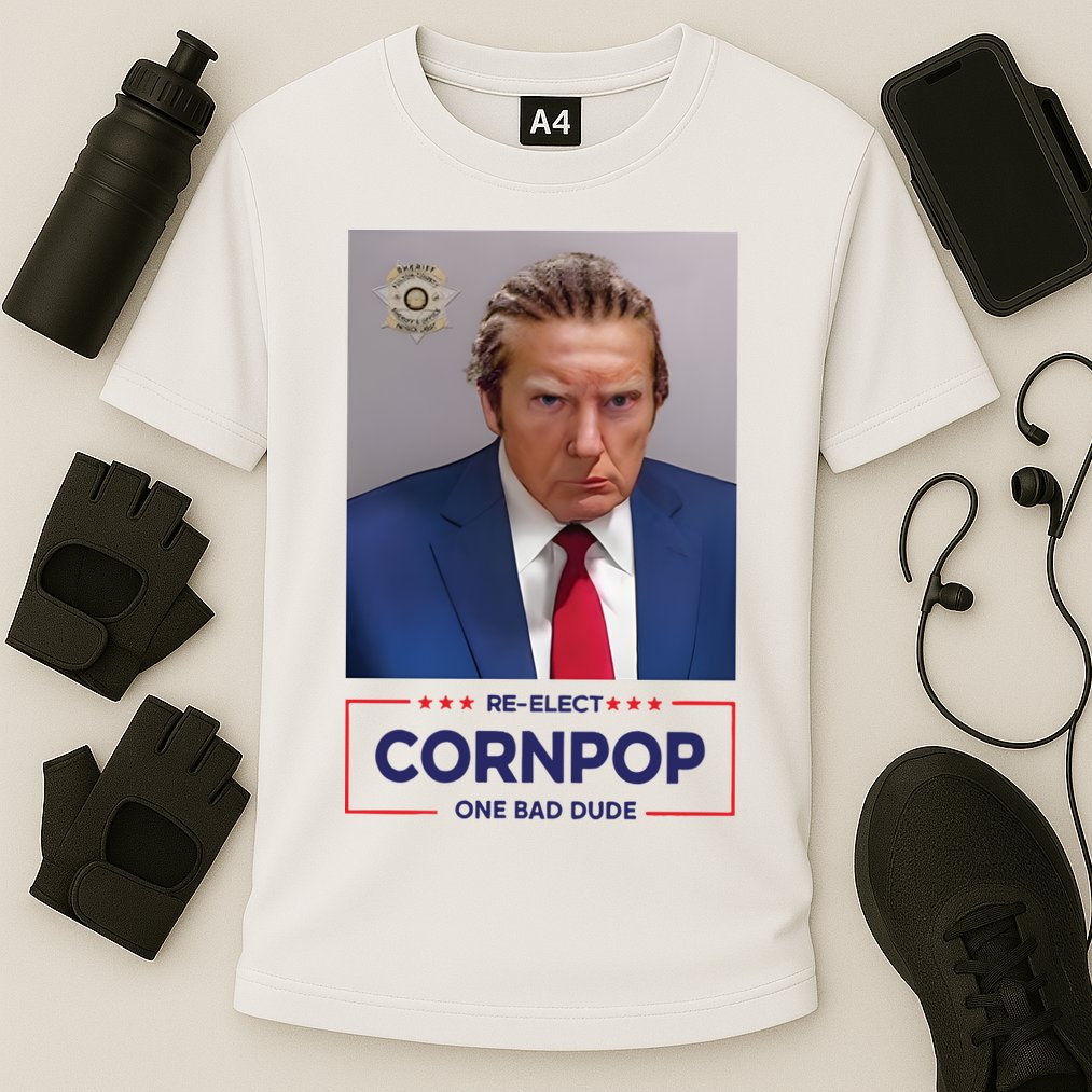 Trump Mugshot ReElect Cornpop One Bad Dude Cooling Performance Crew T-Shirt
