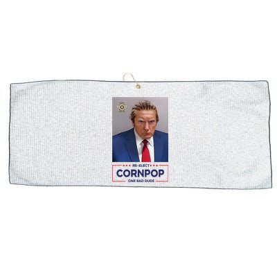 Trump Mugshot ReElect Cornpop One Bad Dude Large Microfiber Waffle Golf Towel