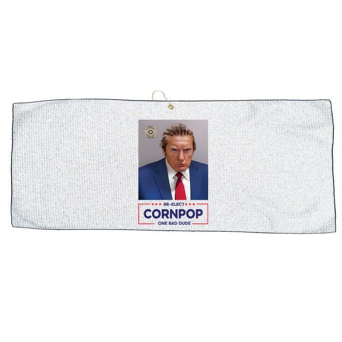 Trump Mugshot ReElect Cornpop One Bad Dude Large Microfiber Waffle Golf Towel