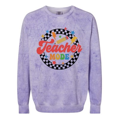 Teacher Mode Retro Vibe Back To School Teacher Life Colorblast Crewneck Sweatshirt