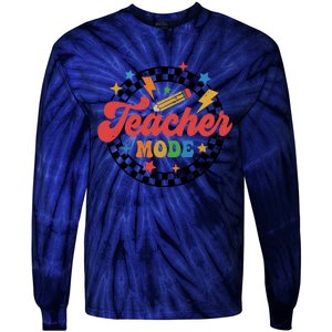 Teacher Mode Retro Vibe Back To School Teacher Life Tie-Dye Long Sleeve Shirt