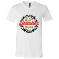 Teacher Mode Retro Vibe Back To School Teacher Life V-Neck T-Shirt