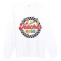 Teacher Mode Retro Vibe Back To School Teacher Life Premium Crewneck Sweatshirt