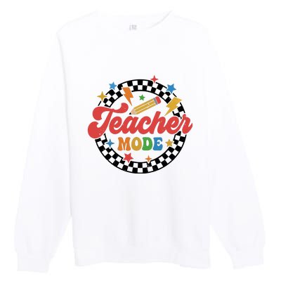 Teacher Mode Retro Vibe Back To School Teacher Life Premium Crewneck Sweatshirt