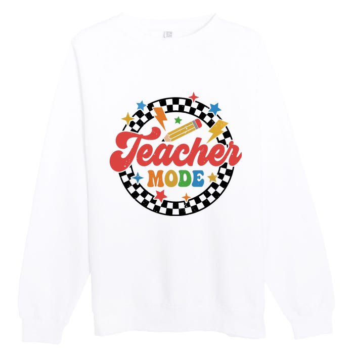 Teacher Mode Retro Vibe Back To School Teacher Life Premium Crewneck Sweatshirt