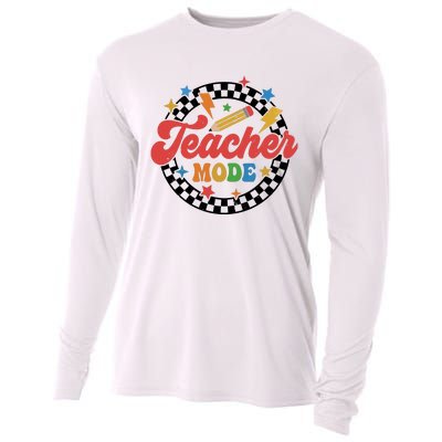 Teacher Mode Retro Vibe Back To School Teacher Life Cooling Performance Long Sleeve Crew