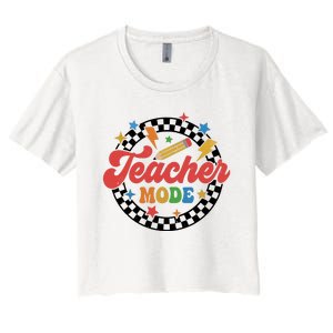 Teacher Mode Retro Vibe Back To School Teacher Life Women's Crop Top Tee