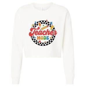 Teacher Mode Retro Vibe Back To School Teacher Life Cropped Pullover Crew