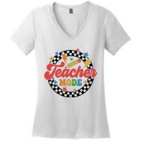 Teacher Mode Retro Vibe Back To School Teacher Life Women's V-Neck T-Shirt