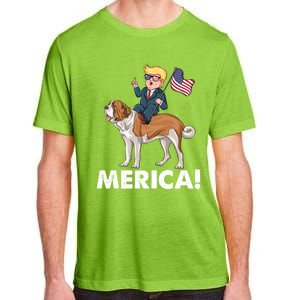 Trump Merica Riding A Saint Bernard Dog Patriotic 4th July Gift Adult ChromaSoft Performance T-Shirt