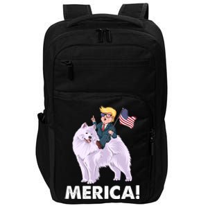 Trump Merica Riding A Samoyed Dog Patriotic 4th July Gift Impact Tech Backpack