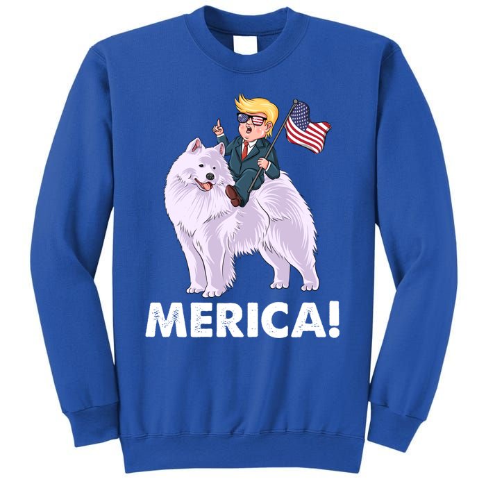 Trump Merica Riding A Samoyed Dog Patriotic 4th July Gift Sweatshirt