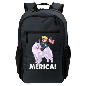 Trump Merica Riding A Samoyed Dog Patriotic 4th July Gift Daily Commute Backpack