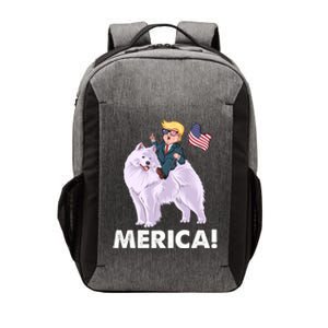 Trump Merica Riding A Samoyed Dog Patriotic 4th July Gift Vector Backpack