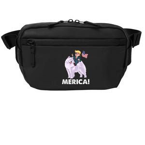 Trump Merica Riding A Samoyed Dog Patriotic 4th July Gift Crossbody Pack