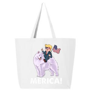 Trump Merica Riding A Samoyed Dog Patriotic 4th July Gift 25L Jumbo Tote