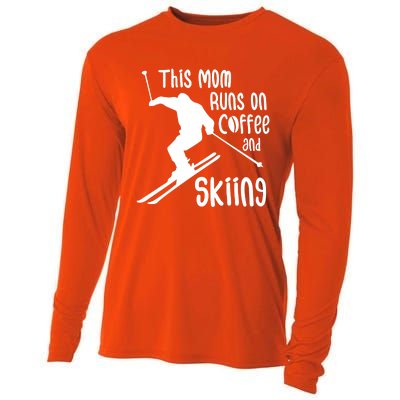 This Mom Runs On Coffee And Skiing Gift Cooling Performance Long Sleeve Crew