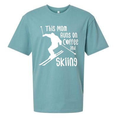 This Mom Runs On Coffee And Skiing Gift Sueded Cloud Jersey T-Shirt