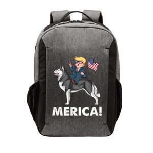 Trump Merica Riding A Siberian Husky Dog Patriotic 4th July Great Gift Vector Backpack