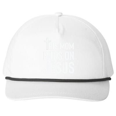 This Mom Runs On Jesus Christian Mother's Day Snapback Five-Panel Rope Hat