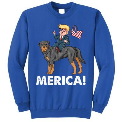 Trump Merica Riding A Rottweiler Dog Patriotic 4th July Great Gift Sweatshirt