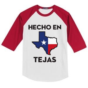 Texan Mexican Roots Hecho En Tejas Mexico Texas American Kids Colorblock Raglan Jersey