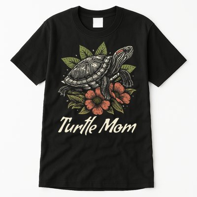 Turtle Mom Red-Eared Slider Lover Reptile Beautiful Floral Tall T-Shirt