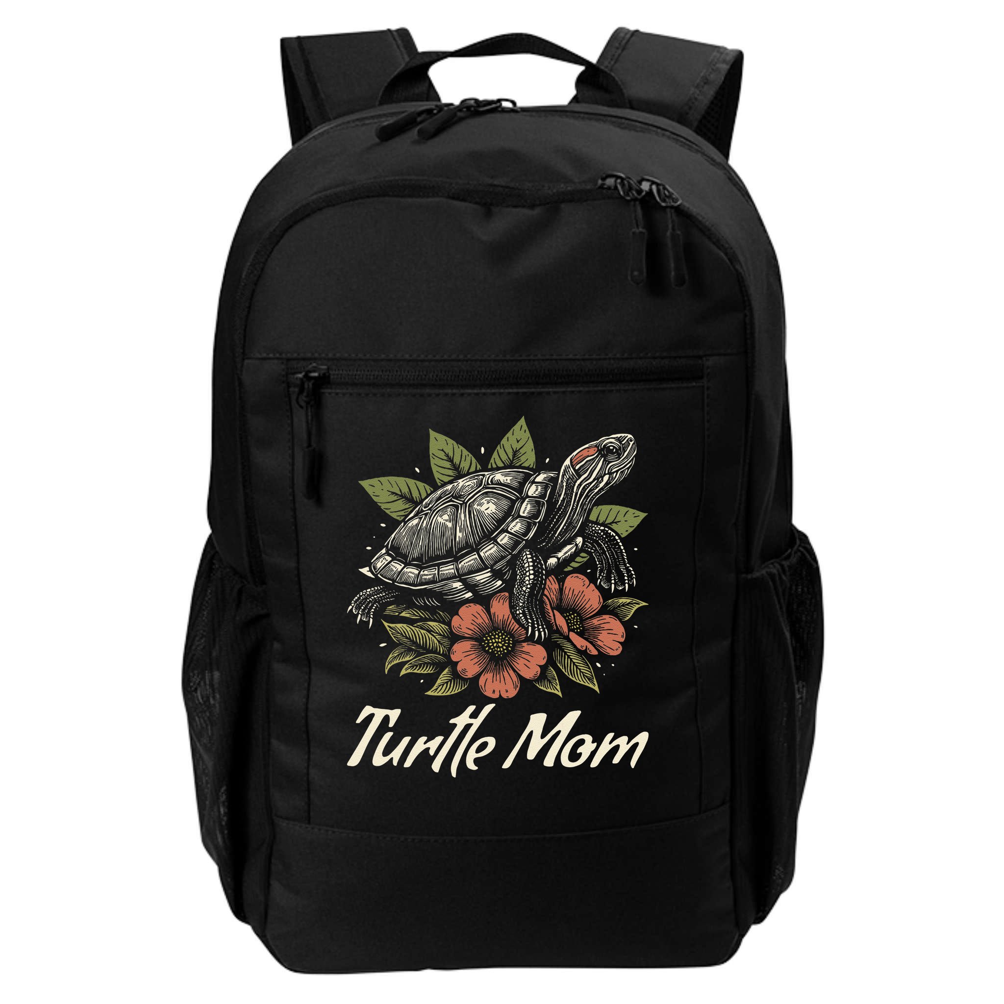 Turtle Mom Red-Eared Slider Lover Reptile Beautiful Floral Backpack