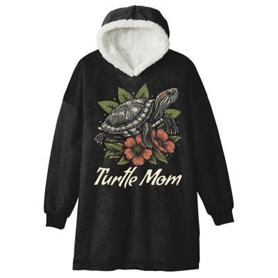 Turtle Mom Red-Eared Slider Lover Reptile Beautiful Floral Hooded Wearable Blanket