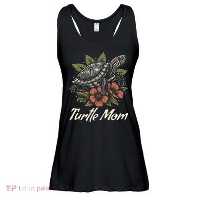 Turtle Mom Red-Eared Slider Lover Reptile Beautiful Floral Ladies Essential Flowy Tank