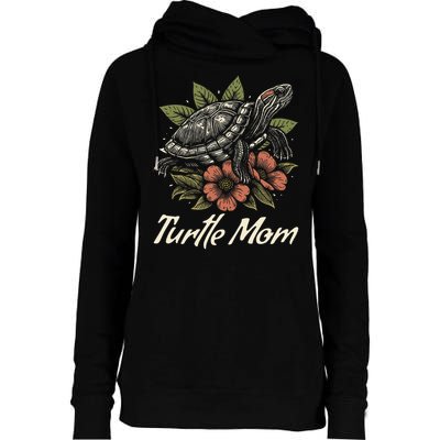 Turtle Mom Red-Eared Slider Lover Reptile Beautiful Floral Womens Funnel Neck Pullover Hood