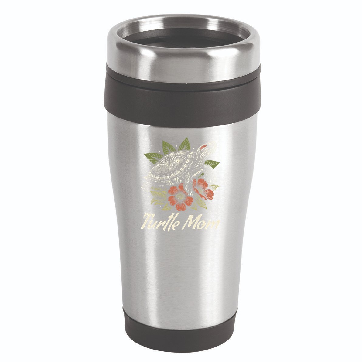 Turtle Mom Red-Eared Slider Lover Reptile Beautiful Floral 16oz Travel Tumbler