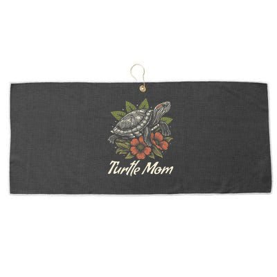 Turtle Mom Red-Eared Slider Lover Reptile Beautiful Floral Large Microfiber Waffle Golf Towel