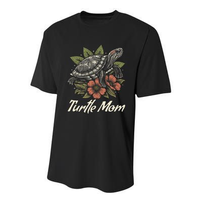Turtle Mom Red-Eared Slider Lover Reptile Beautiful Floral Youth Performance Sprint T-Shirt