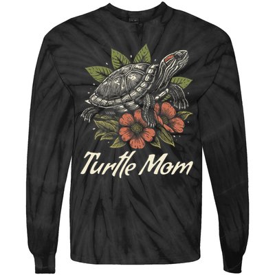 Turtle Mom Red-Eared Slider Lover Reptile Beautiful Floral Tie-Dye Long Sleeve Shirt