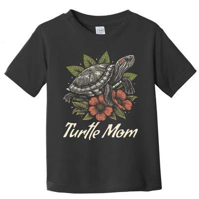 Turtle Mom Red-Eared Slider Lover Reptile Beautiful Floral Toddler T-Shirt