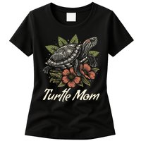 Turtle Mom Red-Eared Slider Lover Reptile Beautiful Floral Womens T-Shirt