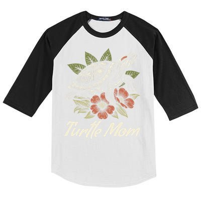 Turtle Mom Red-Eared Slider Lover Reptile Beautiful Floral Kids Colorblock Raglan Jersey