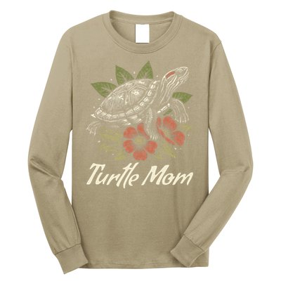 Turtle Mom Red-Eared Slider Lover Reptile Beautiful Floral Long Sleeve Shirt