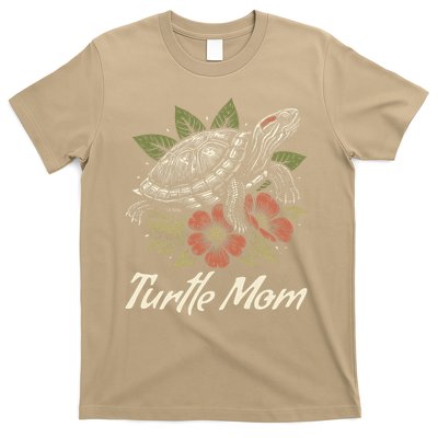 Turtle Mom Red-Eared Slider Lover Reptile Beautiful Floral T-Shirt
