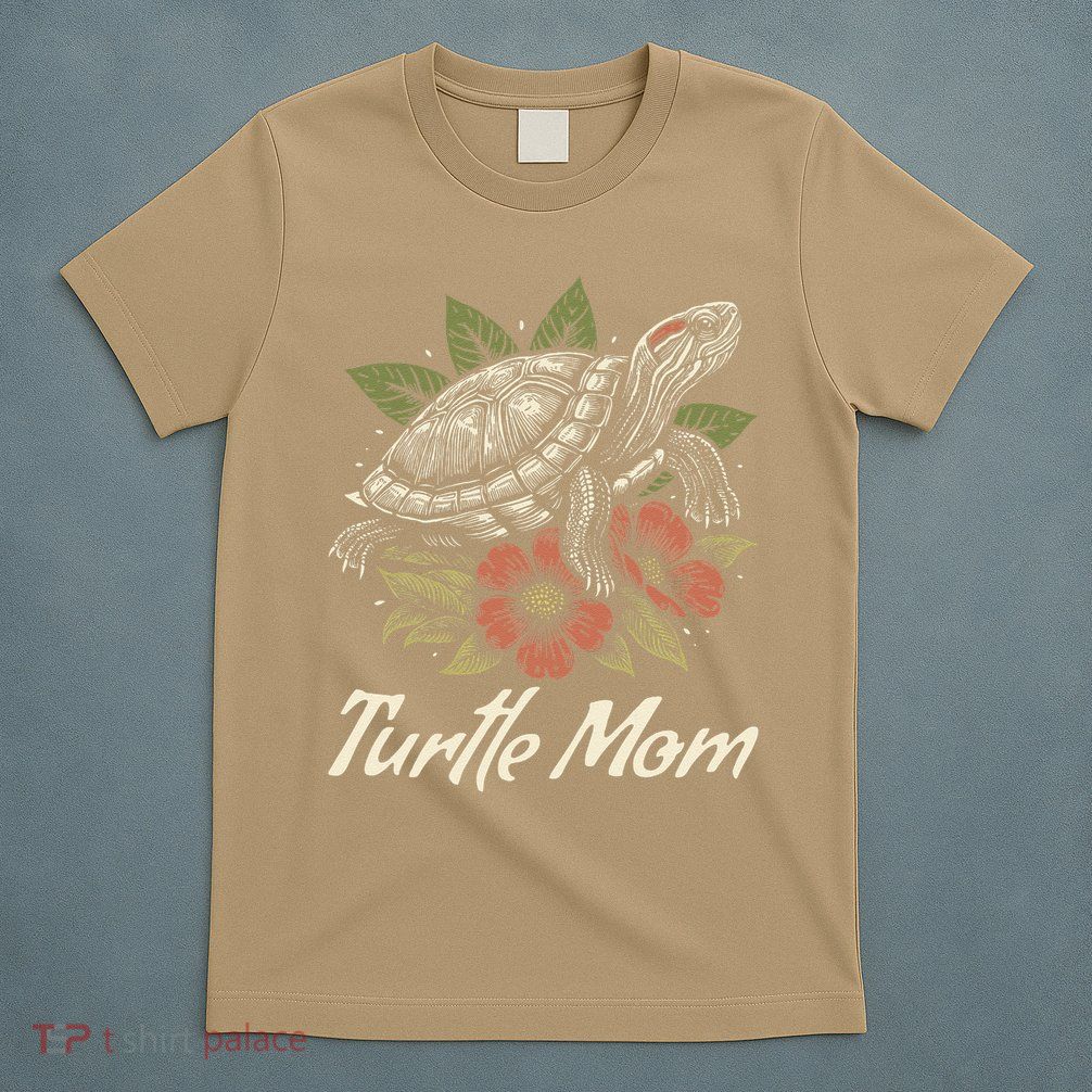 Turtle Mom Red-Eared Slider Lover Reptile Beautiful Floral T-Shirt