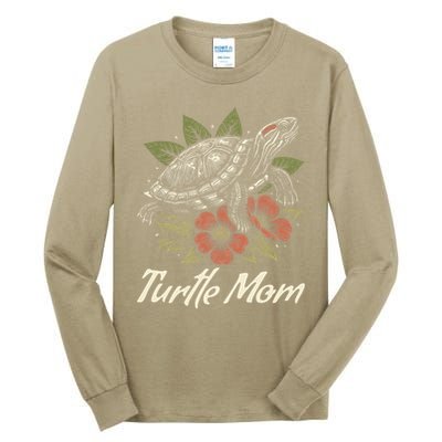 Turtle Mom Red-Eared Slider Lover Reptile Beautiful Floral Tall Long Sleeve T-Shirt