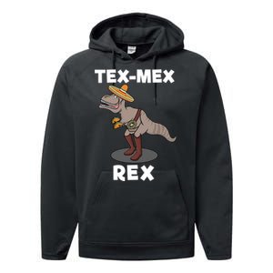 Tex Mex Rex Texas Mexican Cowboy Tyrannosaurus Dinosaur Performance Fleece Hoodie