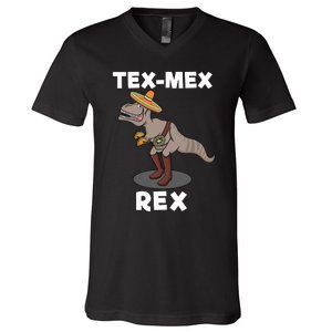 Tex Mex Rex Texas Mexican Cowboy Tyrannosaurus Dinosaur V-Neck T-Shirt