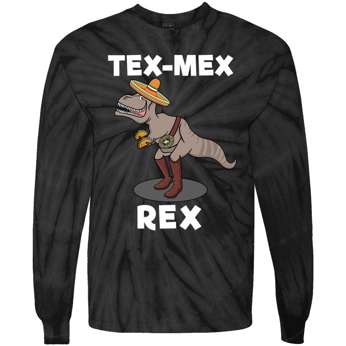 Tex Mex Rex Texas Mexican Cowboy Tyrannosaurus Dinosaur Tie-Dye Long Sleeve Shirt