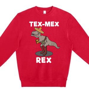 Tex Mex Rex Texas Mexican Cowboy Tyrannosaurus Dinosaur Premium Crewneck Sweatshirt