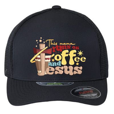 This Mom Runs On Coffee And Jesus! Flexfit Unipanel Trucker Cap
