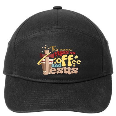 This Mom Runs On Coffee And Jesus! 7-Panel Snapback Hat