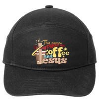 This Mom Runs On Coffee And Jesus! 7-Panel Snapback Hat
